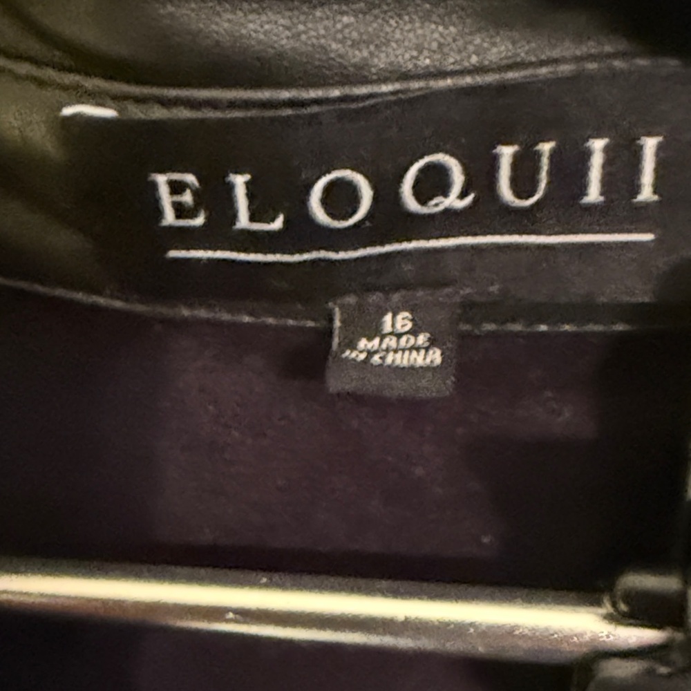 Eloquii Black Button-Up Faux Leather Dress Sz 16 good condition - Picture 2 of 3